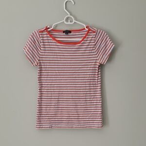 J. Crew Women's Red and White Striped Tee